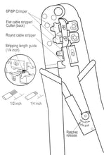 Load image into Gallery viewer, Modular Crimping Tool Set - Includes Ratcheting Crimping Tool, Round / Flat Cable Stripper, and 90 Modular Plugs