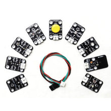 Load image into Gallery viewer, DFRobot 9 Piece Sensor Set for Arduino - Light, Touch, Temperature, Magnet, Vibration, Tilt, Button, Grayscale, and LED Module (DFR0018)