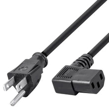Load image into Gallery viewer, 6ft 18AWG Right Angle Power Cord Cable w/ 3 Conductor PC Power Connector Socket (C13/5-15P) - Black