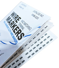 Load image into Gallery viewer, 1,800 Piece Wire Marker Labels - Includes Numbers 0 Through 9, Self-Adhesive Cloth Markers, Made in USA (WMB-0200)