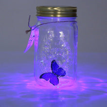 Load image into Gallery viewer, Animated Electronic Blue Morpho Butterfly in a Glass Jar - Tap to Activate - Illuminated
