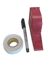Load image into Gallery viewer, Mark everything clearly - from wires and cables to household items and sporting equipment | The reusable dispenser can be easily refilled with tape | Dispenser comes with SWD tape and an SMP pen | Dispenser is made of strong plastic that's made to last | Has a marking area of 0.75 in x 1.375 in