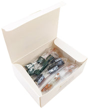 Load image into Gallery viewer, 90 Piece Capacitor Kit, Includes Assorted Disk, Mylar, and Electro Capacitors in Storage Box