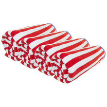 Load image into Gallery viewer, Friends & Home Pack of 4 Red Thin Stripe Cabana Towels (100% Cotton, 30" x 60", GSM 425)