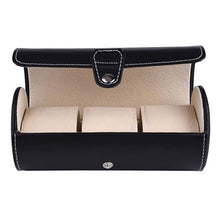 Load image into Gallery viewer, Traveler's Watch Holder - 3 Watch Storage Organizer - Portable Leatherette Roll