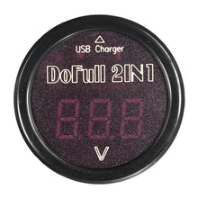 Load image into Gallery viewer, Digital LED Automobile Voltmeter with USB Port for Device Charging, Car Battery Monitor
