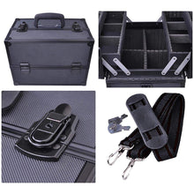 Load image into Gallery viewer, Professional Large Black Aluminum Cosmetic Box Train Makeup Artist Storage Case