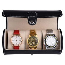 Load image into Gallery viewer, Traveler's Watch Holder - 3 Watch Storage Organizer - Portable Leatherette Roll