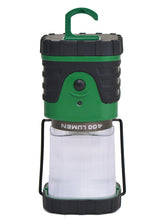 Load image into Gallery viewer, Battery Operated Camping Light Set - Includes LED Lantern (400 Lumens, Carrying Handle, High / Low / Strobe Modes) and LED Hanging Tent Light (Magnetic Backing)
