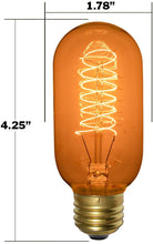 Load image into Gallery viewer, 4 Pack of T45 Vintage Edison Light Bulbs, Antique Tubular Style 60W Dimmable Incandescent Bulbs, 2200K Amber Glow, E26 Medium Base