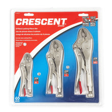 Load image into Gallery viewer, Has an integral wire cutter for increased versatility | Compound action for powerful non-slip locking grip | Red plastisol dip on release lever for improved comfort and Crescent Brand identity | Hex key receiving hole on knurl for increased torque & convenience | Nickel-Plated Finish Resists Rust and Corrosion