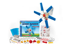 Load image into Gallery viewer, Build a working wind turbine | Harness mechanical energy from wind to lift weights | Generate electricity to light and LED and charge a battery | Learn the physics of wind turbines | Discover how wind occurs and why it is such a promising energy source