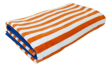 Load image into Gallery viewer, Friends & Home Luxurious Orange Cabana Stripe Towel (100% Cotton, 30" x 60", GSM 425)