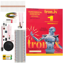 Load image into Gallery viewer, Build over 40 really interesting experiments and circuits! | Classroom friendly, no soldering required | Complete with everything needed including battery and manual | Basic electronic lessons include: Ohm's law, Resistors in Series and Parallel, Voltage Measurement and more |