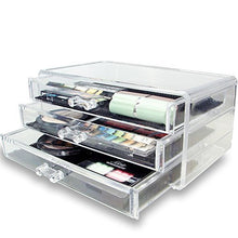 Load image into Gallery viewer, Clear Acrylic Makeup Organizer with 3 Large Drawers - Chest Case Holder for Lipstick, Cosmetics, and Jewelry