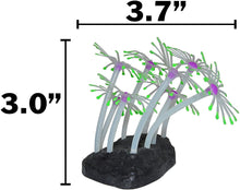 Load image into Gallery viewer, UV Glowing Silicone Faux Palythoa Coral Fish Tank Decoration with Weighted Base for Aquarium Fish Tanks, Green Accent Glows Under UV Blacklight