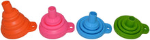 Load image into Gallery viewer, 4 Pack Collapsible Silicone Funnels - Reusable, for Refilling Water Bottles, Soap Dispensers, Liquids