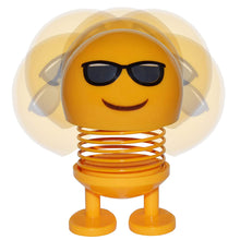Load image into Gallery viewer, Smiling Face with Sunglasses Emoji Bobblehead Figure Car Decoration - Cute Interior Decor Toy Party Favor Dashboard Ornament