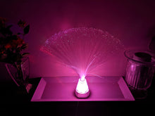 Load image into Gallery viewer, Color Changing Fiber Optic Lamp with Beautiful Illuminated Crystal Base, 13 Inches Tall, Battery Operated, Calming Sensory Mood Lighting