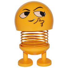 Load image into Gallery viewer, Cute emoji bobblehead with adhesive to keep it in place | Cheers you up on long car rides, at your office desk, or at home | Will not block your view, only about 4 inches in height! | Comes to life when your car is in motion, or activates from other vibrations | Mounting instructions are included on the packaging