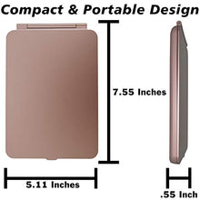 Load image into Gallery viewer, LED Lighted Travel Makeup Mirror, Rechargeable Illuminated Portable Rose Gold Mirror with 3 Light Colors