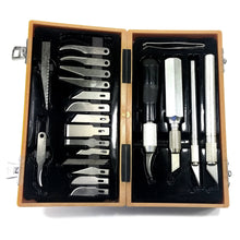 Load image into Gallery viewer, 26 Piece Hobby Art Knife Set with Storage Case, Includes 4 Handles, 21 Blades, and Tweezers - Modeling and Drafting Tools