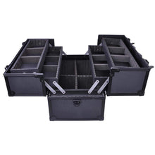 Load image into Gallery viewer, Professional Large Black Aluminum Cosmetic Box Train Makeup Artist Storage Case