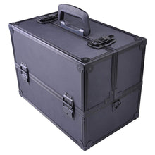 Load image into Gallery viewer, Professional Large Black Aluminum Cosmetic Box Train Makeup Artist Storage Case