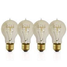 Load image into Gallery viewer, 4 Pack of Dimmable A19 Vintage Edison Light Bulbs with Quad Loop Filament - 60W Incandescent Bulbs, 2200K Amber Glow, E26 Medium Base