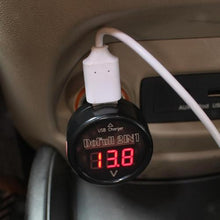Load image into Gallery viewer, Digital LED Automobile Voltmeter with USB Port for Device Charging, Car Battery Monitor