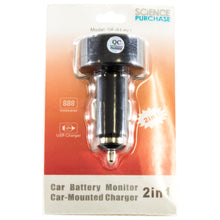 Load image into Gallery viewer, Digital LED Automobile Voltmeter with USB Port for Device Charging, Car Battery Monitor