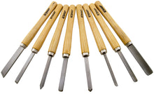 Load image into Gallery viewer, 8 Piece Wood Chisel Woodworking Lathe Hand Tool Set - Includes Gouges, Skews, Round Nose, Spearpoint, and Parting Chisels