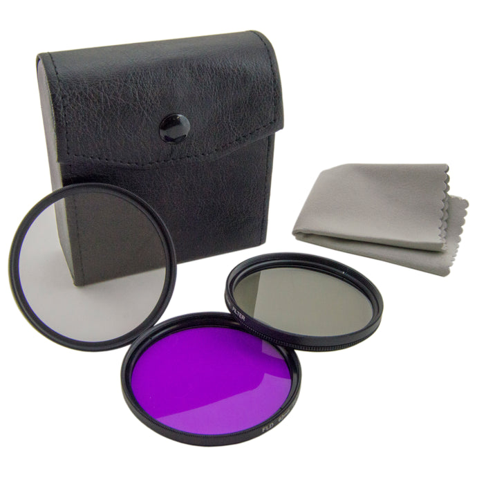 Lens Filter Set for 62mm Tamron Camera Lenses - Includes UV, Fluorescent, Polarizer (Case Included)
