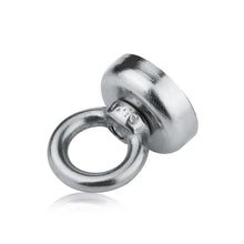 Load image into Gallery viewer, 5 Pack Salvage Magnet, 22 Pounds Magnetic Hook, Round Base Magnet Fastener with Eyebolt, Steel NdFeB Pot