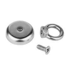 Load image into Gallery viewer, 5 Pack Salvage Magnet, 22 Pounds Magnetic Hook, Round Base Magnet Fastener with Eyebolt, Steel NdFeB Pot