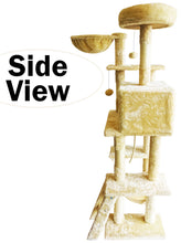 Load image into Gallery viewer, Beige Cat Tree Tower for Indoor Cats & Kittens, 57" Tall Multi-Level with Comfy Perch & Basket, Hideaway Condo, Sisel Scratcher Posts & Mini Ladder