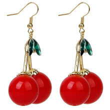 Load image into Gallery viewer, 1 Pair Women Fashion Cherry Drop Dangles Rhinestone Ear Studs Earrings
