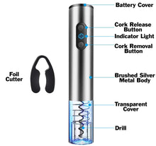 Load image into Gallery viewer, Electric Wine Bottle Opener, Automatic Corkscrew with Foil Remover, 5 Seconds Rapid Opening
