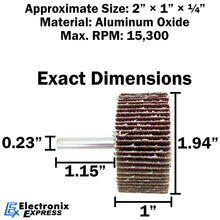 Load image into Gallery viewer, 12 Pack ¼" Shank Flap Wheels in Assorted Grits, Includes 40, 60, 80, and 120 Grit Aluminum Oxide Sandpaper - 2"×1"×¼" Fits All Drill Chucks