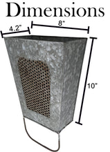 Load image into Gallery viewer, Farmhouse Galvanized Steel Wall Box with Towel Bar, Rustic Vintage Style Bathroom or Kitchen Decor Accessory, 8" x 4.2" x 13.5"