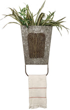 Load image into Gallery viewer, Farmhouse Galvanized Steel Wall Box with Towel Bar, Rustic Vintage Style Bathroom or Kitchen Decor Accessory, 8" x 4.2" x 13.5"