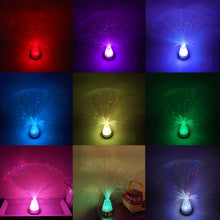 Load image into Gallery viewer, Color Changing Fiber Optic Lamp with Beautiful Illuminated Crystal Base, 13 Inches Tall, Battery Operated, Calming Sensory Mood Lighting
