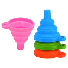 Load image into Gallery viewer, 4 Pack Collapsible Silicone Funnels - Reusable, for Refilling Water Bottles, Soap Dispensers, Liquids