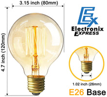 Load image into Gallery viewer, 4 Pack of Dimmable G80 Vintage Edison Light Bulbs, 360 Degree Beam Angle 60W Incandescent Bulbs, 2200K Amber Glow, E26 Medium Base
