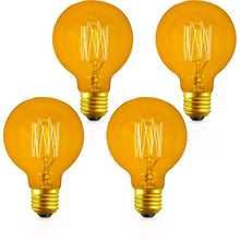 Load image into Gallery viewer, 4 Pack of Dimmable G80 Vintage Edison Light Bulbs, 360 Degree Beam Angle 60W Incandescent Bulbs, 2200K Amber Glow, E26 Medium Base