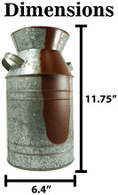 Load image into Gallery viewer, Galvanized Metal Milk Can Vase, 1.3 Gallon, 11.75" Tall, Rustic Look for Country and Farmhouse Themed Home