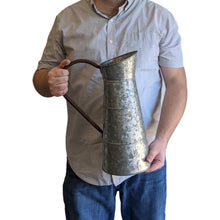 Load image into Gallery viewer, Large Galvanized Metal Pitcher Vase, 1.5 Gallon, 15.6" Tall, Rustic Look for Country and Farmhouse Themed Home