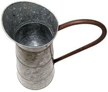 Load image into Gallery viewer, Large Galvanized Metal Pitcher Vase, 1.5 Gallon, 15.6" Tall, Rustic Look for Country and Farmhouse Themed Home