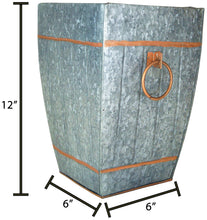 Load image into Gallery viewer, 12.50" Tall Galvanized Metal Vase, Silver with Copper Accents, Ideal for Garden, Floral Arrangements, or as a Trash Can Garbage Pail - Rustic Flair for Country, Mid-Century, or Farmhouse Themed Home