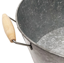 Load image into Gallery viewer, 10.5" Tall 8 Gallon Free-Standing Galvanized Metal Beverage Tub with Removable Stand, Wooden Carry Handles - Ice Bucket Drink Holder for Indoor or Outdoor Party